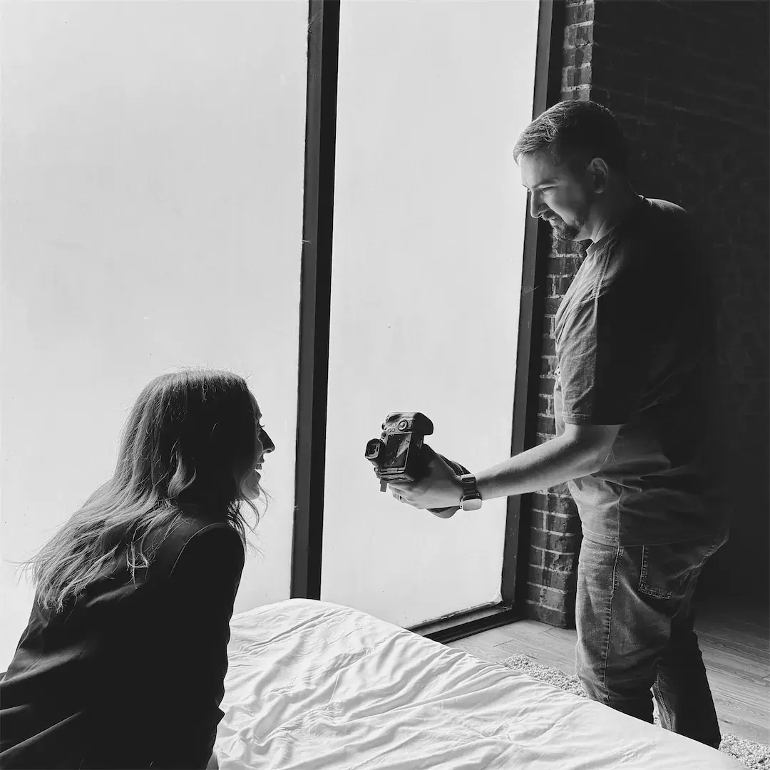 A boudoir session in progress